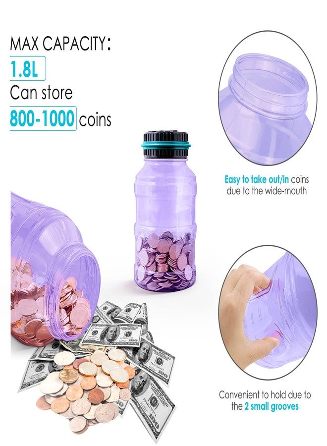 Vcertcpl Large Piggy Bank for Adults Kids, Vcertcpl Digital Coin Counting Bank with 1.8L Capacity, Great Coin Bank Money Jar for Adults Kids with Saving Goals, Bank for All US Coins (Purple B) - Image 4